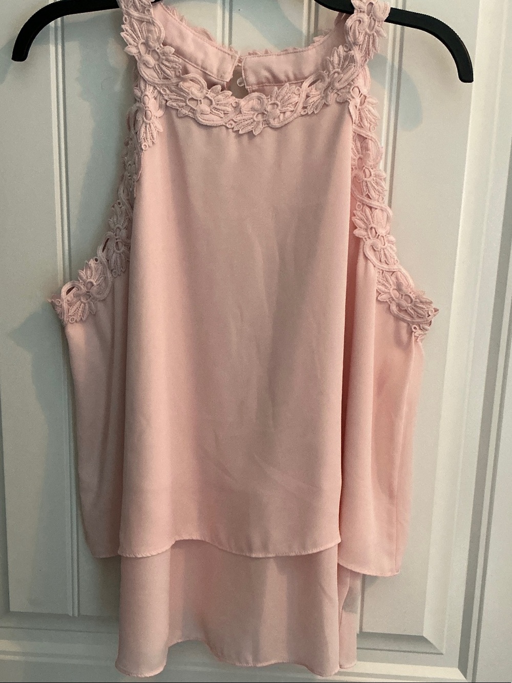 Sleeveless Lace-Trim Pink Tunic Top